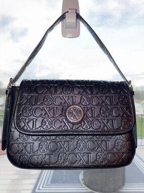 Christian Lacroix Black Embossed Shoulder Bag